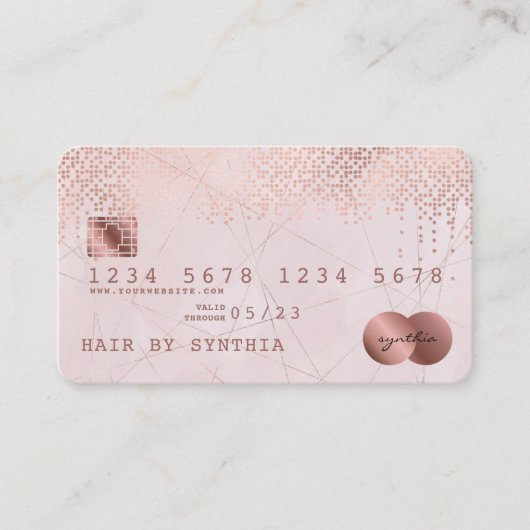 Carte de crédit Stylisé Rose Gold Confetti (Devant)