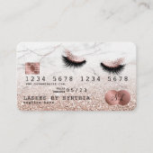 Carte de crédit Stylisé Rose Gold Lashes Marbre (Devant)