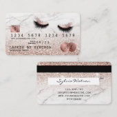 Carte de crédit Stylisé Rose Gold Lashes Marbre (Devant / Derrière)