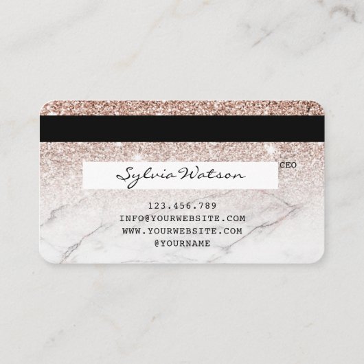 Carte de crédit Stylisé Rose Gold Lashes Marbre (Dos)