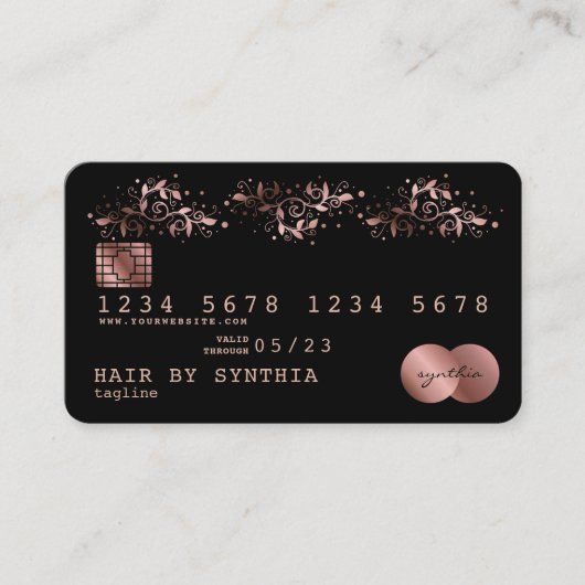 Carte de crédit Stylisé Rose Gold Ornate (Devant)