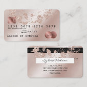 Carte de crédit Stylisé Rose or brillant Floral (Devant / Derrière)