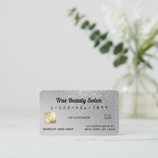 Carte de crédit unique Sparkly Grey Silver Parties (Debout devant)