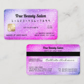 Carte de crédit Unique Sparkly Mermaid Purple Part (Devant / Derrière)