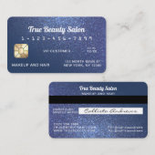 Carte de crédit unique Sparkly Navy Parties scinti (Devant / Derrière)