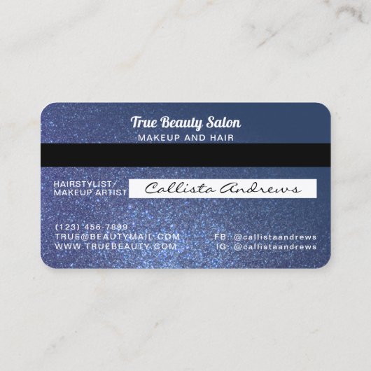 Carte de crédit unique Sparkly Navy Parties scinti (Dos)