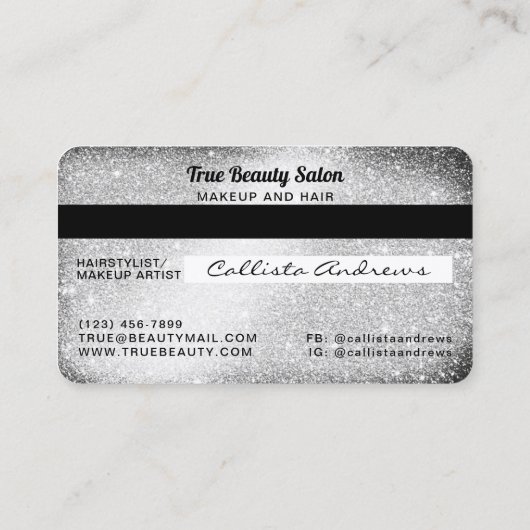 Carte de crédit unique Sparkly Silver Parties scin (Dos)