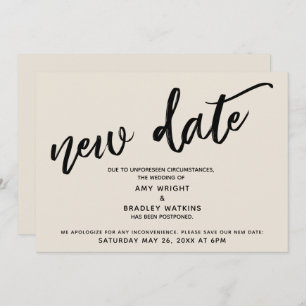 Carte de crème de mise à jour Mariage reportée par