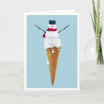 Carte de crème glacée Christmas Snowman<br><div class="desc">Un bonhomme de neige dans un cône glacé prêt à manger..</div>