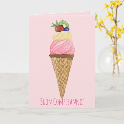 Carte de crème glacée d'aquarelle italienne (Fleur jaune)