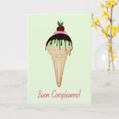 Carte de crème glacée d'aquarelle italienne (Fleur jaune)