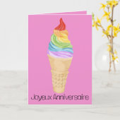 Carte de crème glacée Gay pride Arc-en-ciel (Fleur jaune)