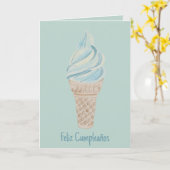 Carte de crème glacée pour l'anniversaire espagnol (Fleur jaune)