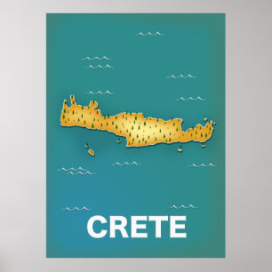 Carte de Crète affiche de voyage