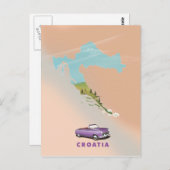 Carte de Croatie Affiche illustrée. (Devant / Derrière)