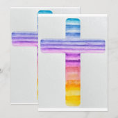 Carte de croix aquarelle / Carte de baptême / Cart (Devant / Derrière)