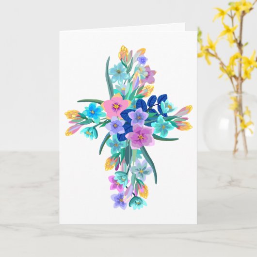 Carte de croix florale (Fleur jaune)