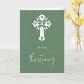 Carte de croix florale Christening Fern Green (Fleur jaune)