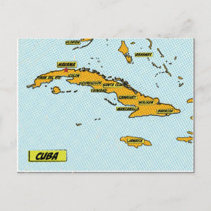 Carte de Cuba de bande dessinée vintage