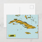 Carte de Cuba de bande dessinée vintage (Devant / Derrière)