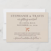 Carte de cuivre Destination Mariage Enregistrer la (Dos)