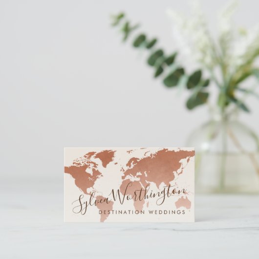 Carte de cuivre du monde de voyage de brun de Tan (Debout devant)