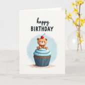 Carte de Cupcake avec Ours de Naissance Mignon (Fleur jaune)