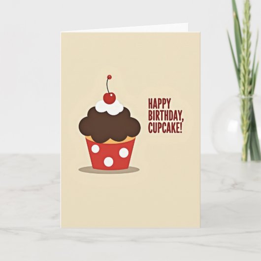 Carte de Cupcake Cerise Joyeuse (Devant)