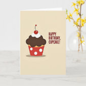 Carte de Cupcake Cerise Joyeuse (Fleur jaune)