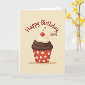 Carte de Cupcake d'Anniversaire (Fleur jaune)