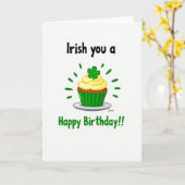 Carte de Cupcake d'Anniversaire Irlandais (Fleur jaune)
