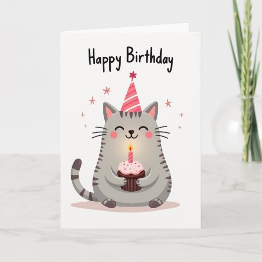 Carte de Cupcake de Chat Fantaisiste (Devant)