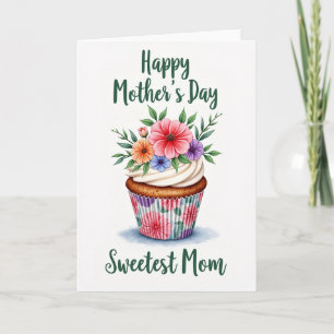 Carte de Cupcake de la Fête des Mères Peinte