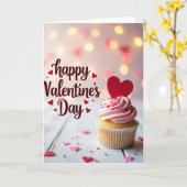 Carte de Cupcake de la Saint-Valentin Rose (Fleur jaune)