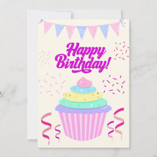 Carte de Cupcake Fun Minimaliste Joyeux Anniversai