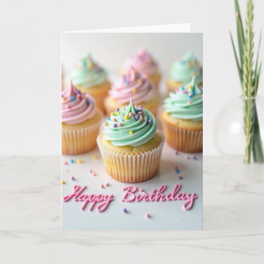 Carte de Cupcake Pastel Joyeux (Devant)