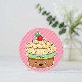 Carte de cupcake ronde avec nom (Debout devant)