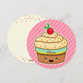 Carte de cupcake ronde avec nom (Devant / Derrière)