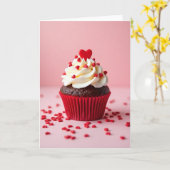 Carte de Cupcake Saint-Valentin Cœurs Sucrés (Fleur jaune)