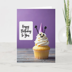 Carte de Cupcake Violet Festif