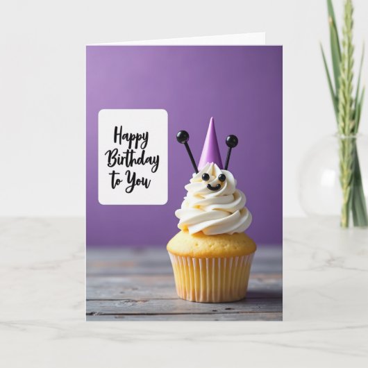 Carte de Cupcake Violet Festif (Devant)