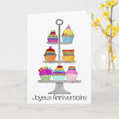 Carte de cupcakes aux couleurs arc-en-ciel (Fleur jaune)