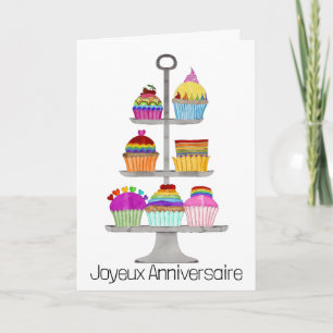 Carte de cupcakes aux couleurs arc-en-ciel