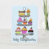 Carte de cupcakes d'aquarelle espagnole (Devant)