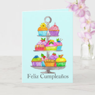 Carte de cupcakes d'aquarelle espagnole