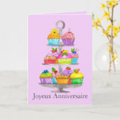 Carte de cupcakes Watercolor (Fleur jaune)