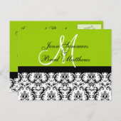 Carte de damasque de monogramme vert d'enregistrer (Devant / Derrière)