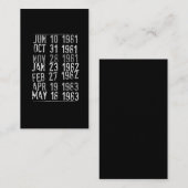 Carte de date de l'historique des timbres de bibli (Devant / Derrière)