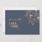 Carte de date de mariage bleu foncé douce (Devant)