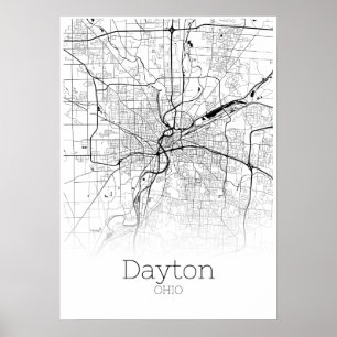 Carte de Dayton - Ohio - Affiche de la carte de la